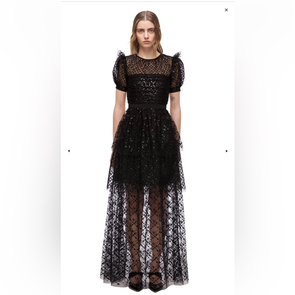Self Portrait Black sequins Lace Maxi dress